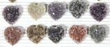 Lot: Druzy Amethyst/Quartz Heart Clusters ( Pieces) #127587-2
